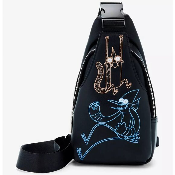 Regular Show Mordecai & Rigby Embroidered Crossbody Sling Bag - NWT - Picture 1 of 4